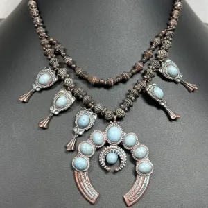 Shyanne Blue Howlite Statement Southwestern Style Necklace