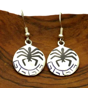 Silver Inlaid Hopi Earrings Spider