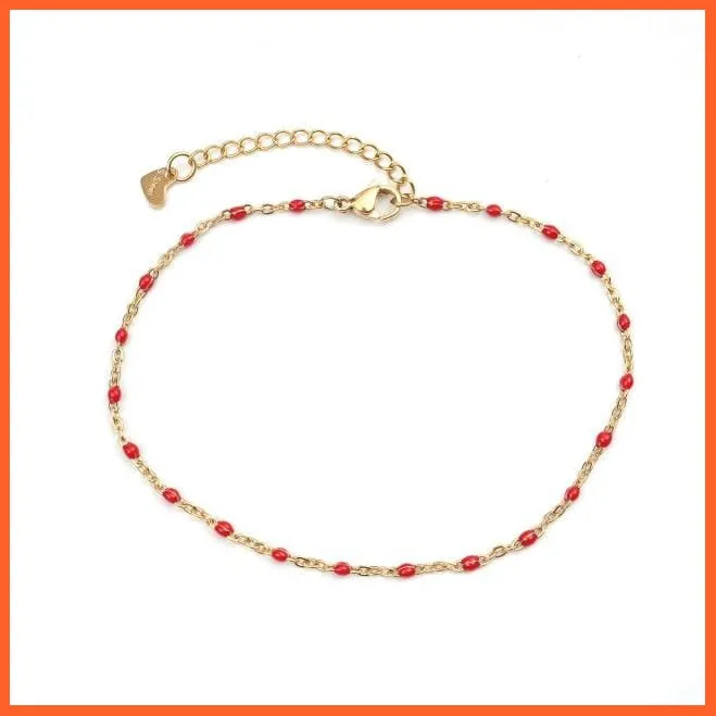 Stainless Steel Enamel Anklet Gold Color For Women