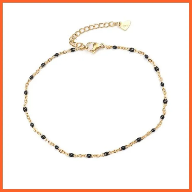 Stainless Steel Enamel Anklet Gold Color For Women