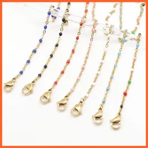Stainless Steel Enamel Anklet Gold Color For Women