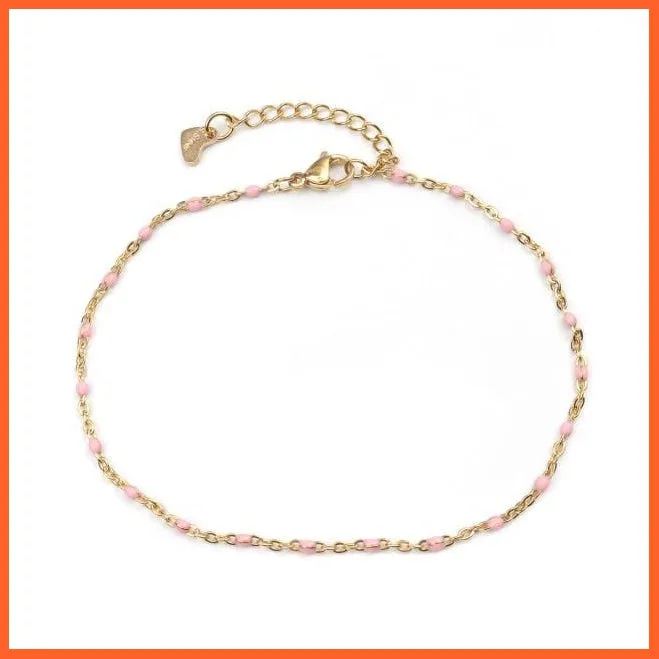Stainless Steel Enamel Anklet Gold Color For Women