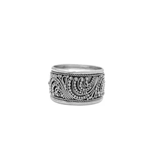 Sterling Silver Beaded Swirls Ring