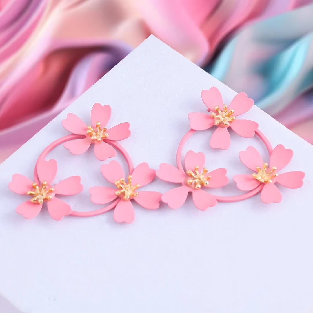 Sweet Pink Flower Earrings