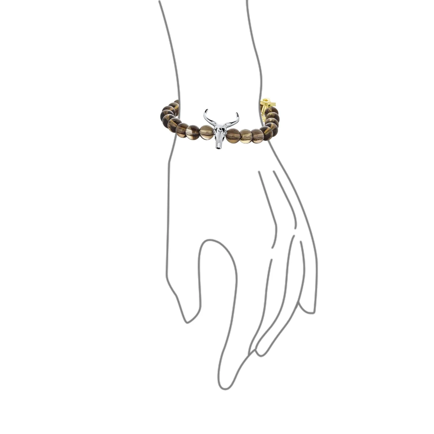 Texas Longhorn Stretch Bracelet with Brown Beads