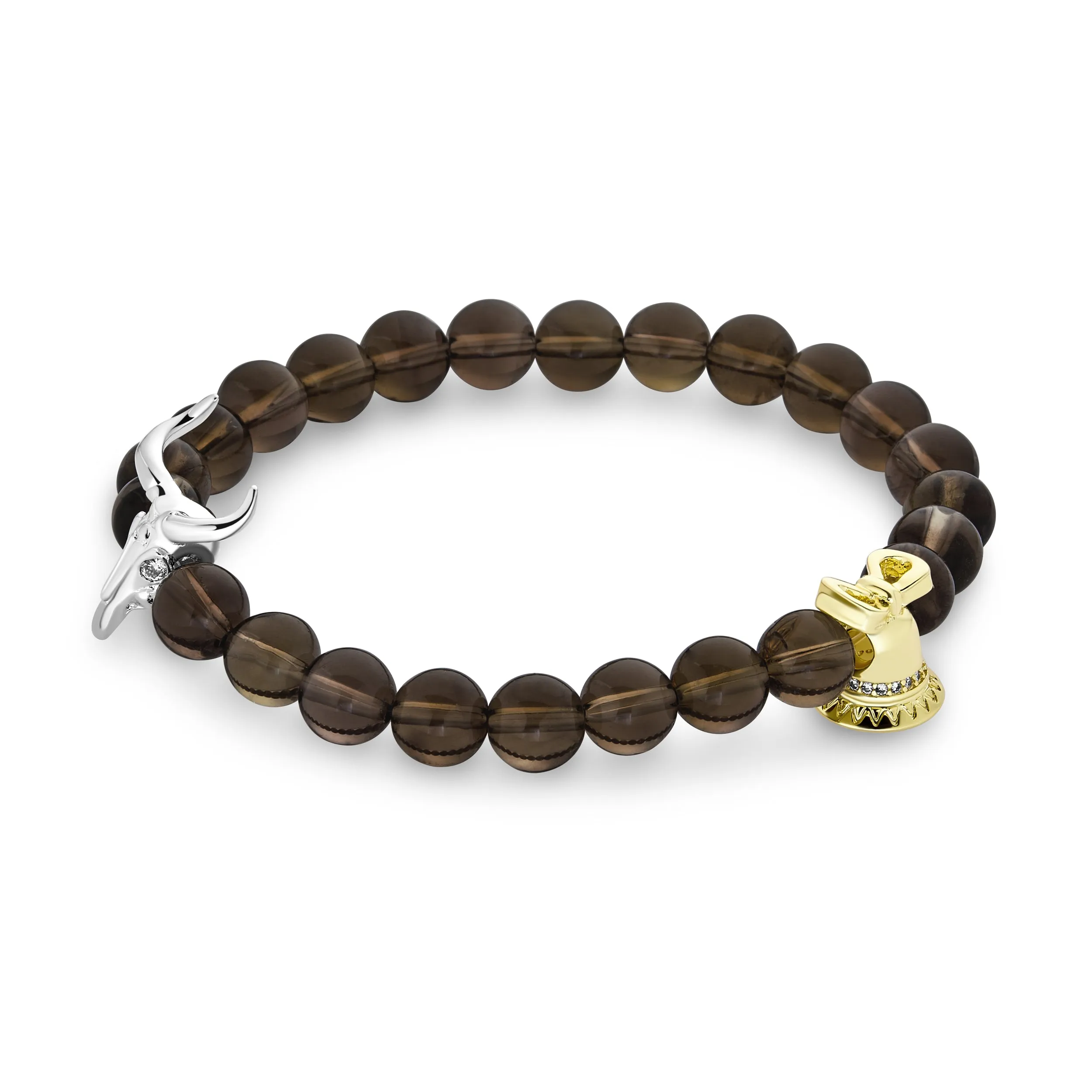 Texas Longhorn Stretch Bracelet with Brown Beads