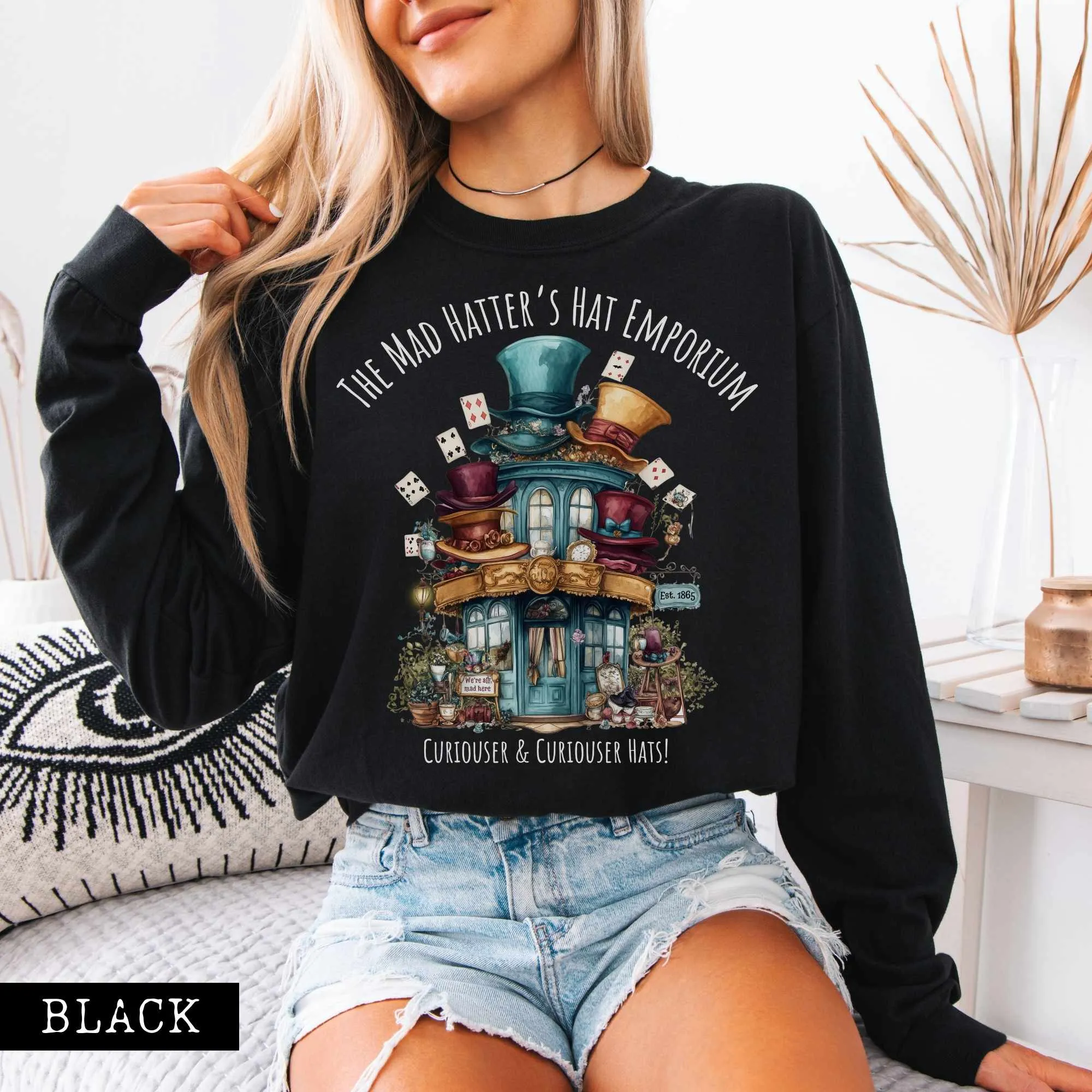 The Mad Hatter's Hat Emporium Long Sleeved Shirt