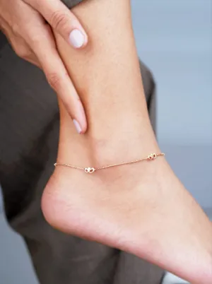 Twin Hearts Double Anklet (Pure Silver)