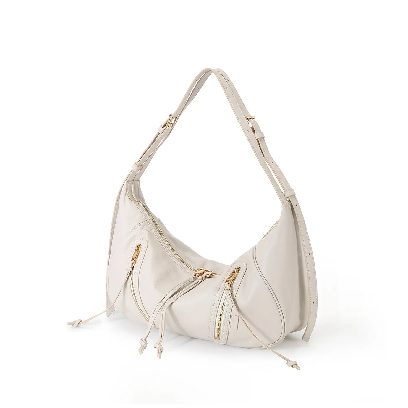 Ursula V11 En 2 Styles Sac Drapé Hobo Ou Bandoulière - Crème