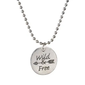 Vintage Silver Metal Wild Free Letters Round Pendant Choker Necklace For Women Men Silver Necklace Trendy Jewelry Bijoux