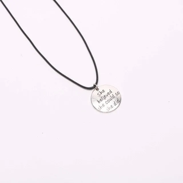 Vintage Silver Metal Wild Free Letters Round Pendant Choker Necklace For Women Men Silver Necklace Trendy Jewelry Bijoux
