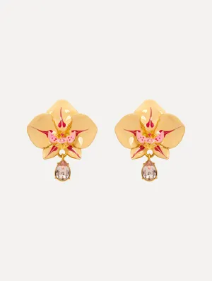 Watercolor Orchid Clip-On Earrings