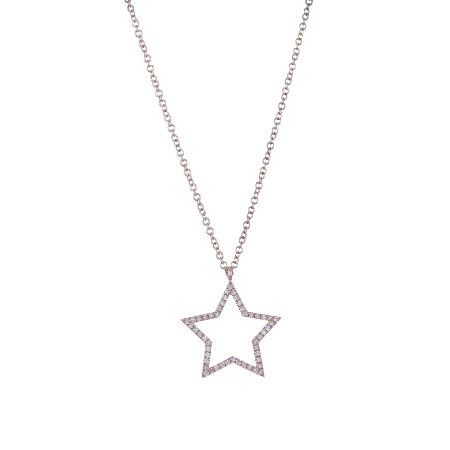 White Gold and Diamond Star Necklace