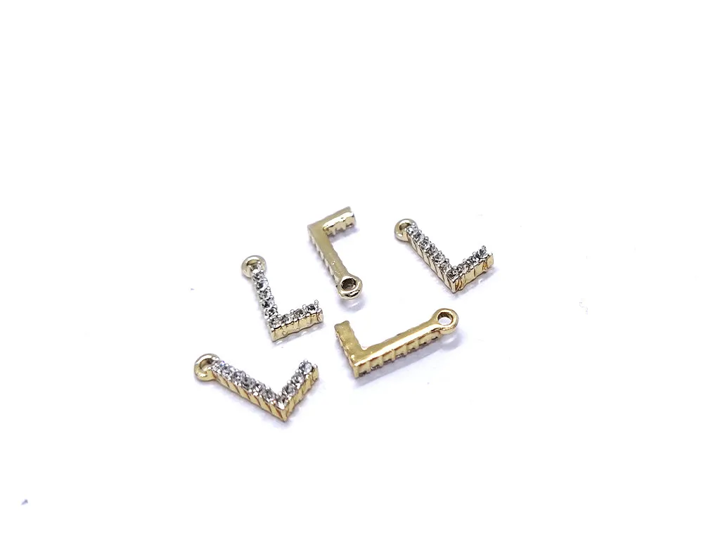 White 'L' Stone Studded Metallic Charms