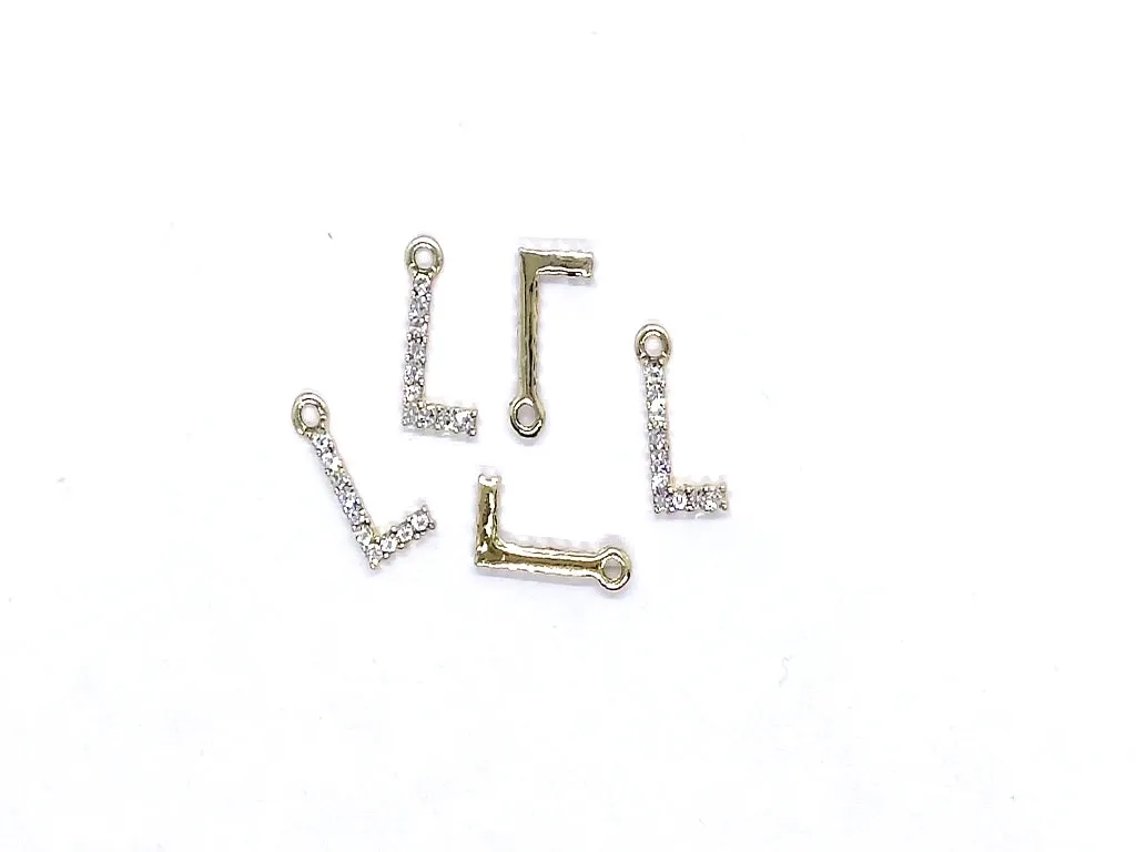 White 'L' Stone Studded Metallic Charms