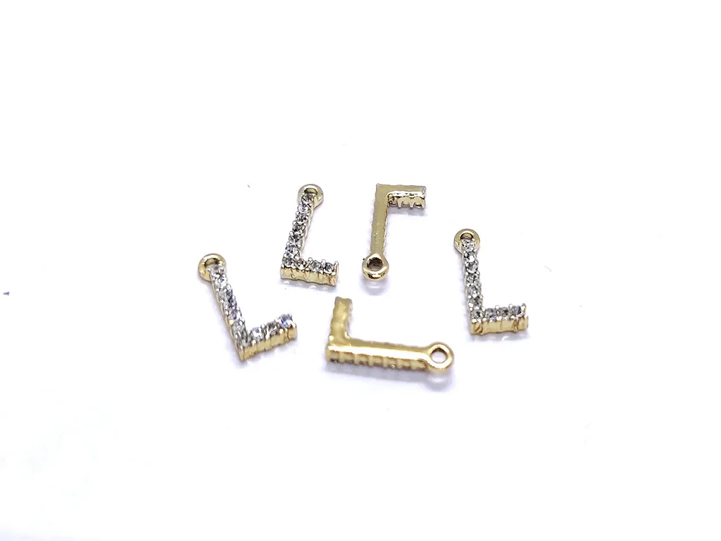 White 'L' Stone Studded Metallic Charms