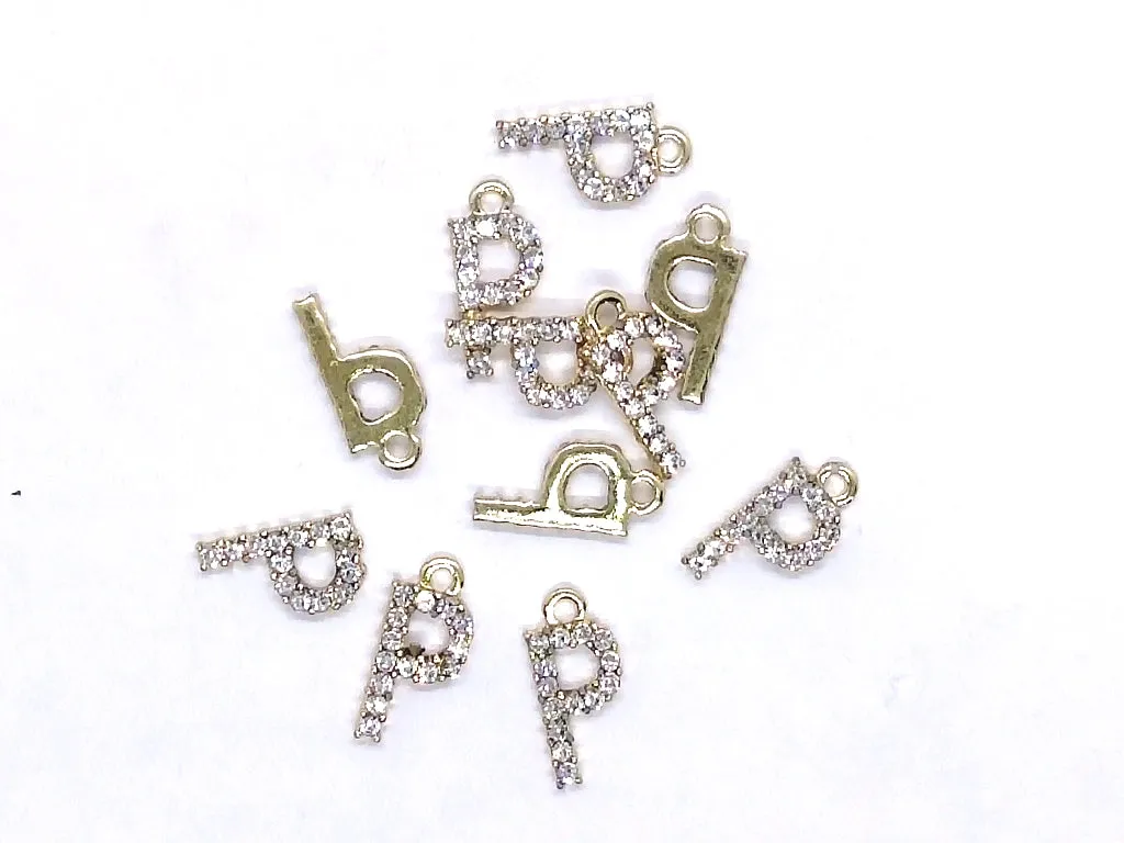 White 'P' Stone Studded Metallic Charms