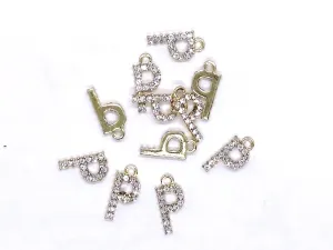 White 'P' Stone Studded Metallic Charms