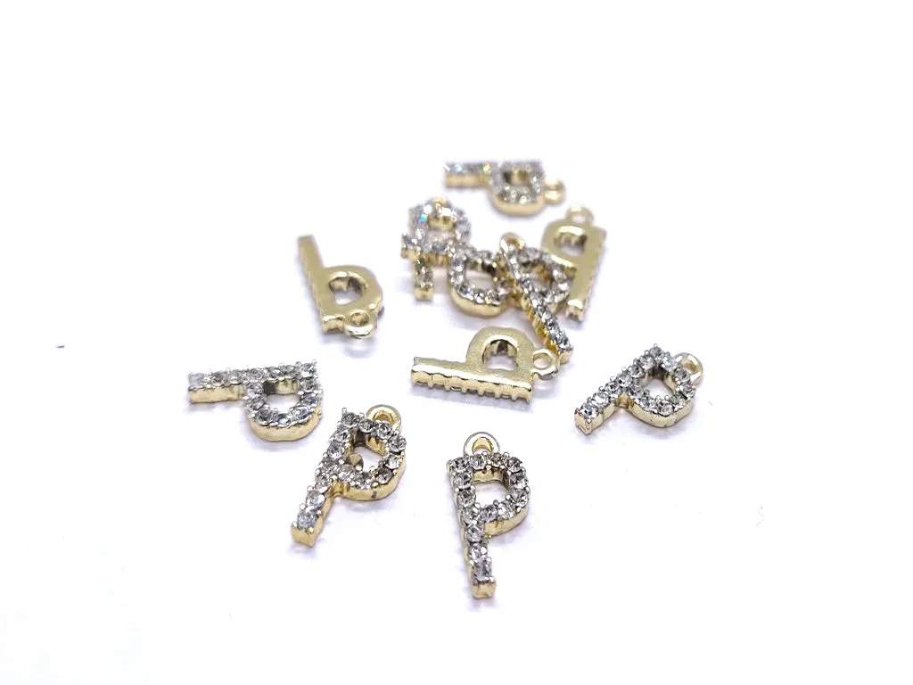 White 'P' Stone Studded Metallic Charms