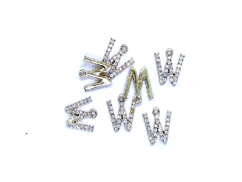 White 'W' Stone Studded Metallic Charms