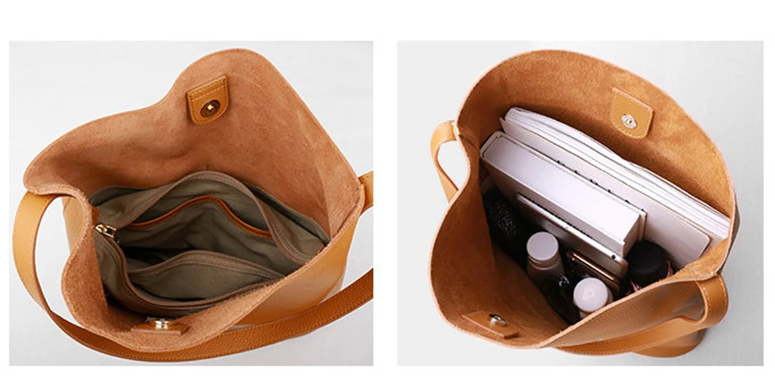 Women Handcrafted Leather Tote Bag Soft Leather Bucket Bag