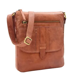 Womens Genuine Soft Vintage Leather Crossbody Messenger Bag Jill Cognac