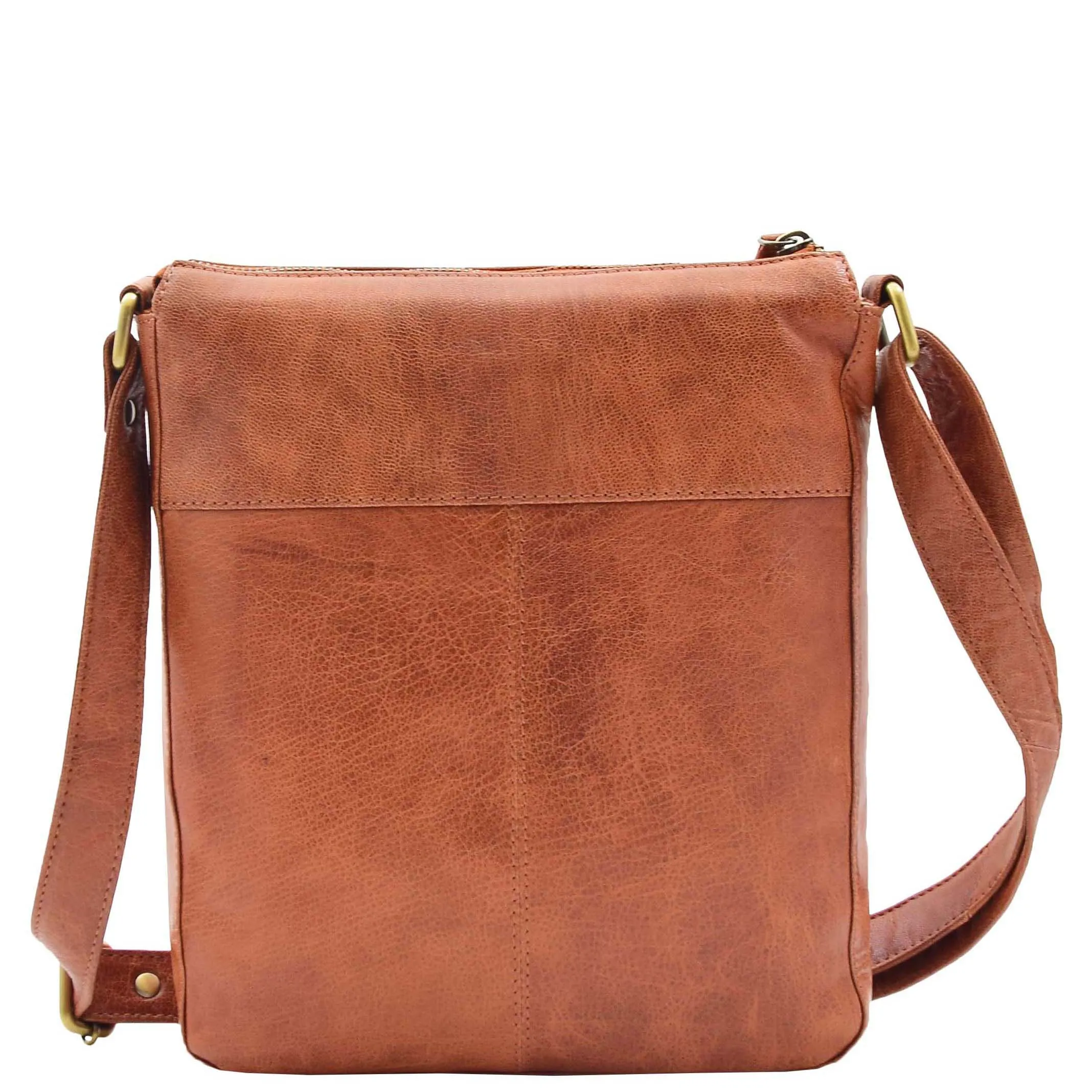 Womens Genuine Soft Vintage Leather Crossbody Messenger Bag Jill Cognac