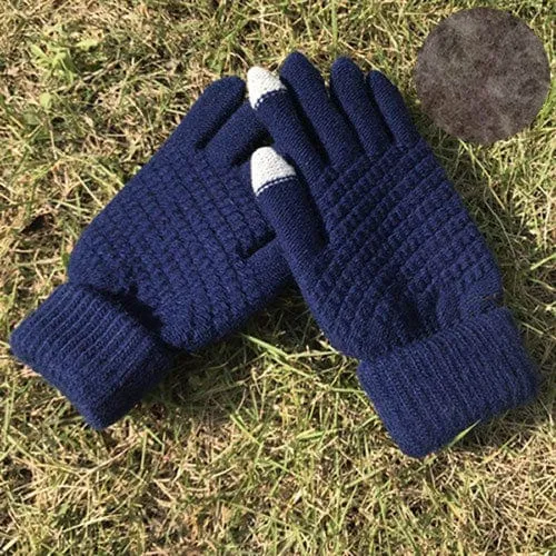 Women's Knitted Full Finger Gloves With Touch Sensitive Fingertips