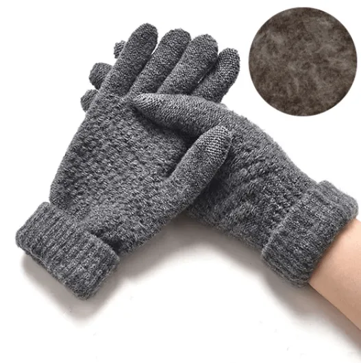 Women's Knitted Full Finger Gloves With Touch Sensitive Fingertips