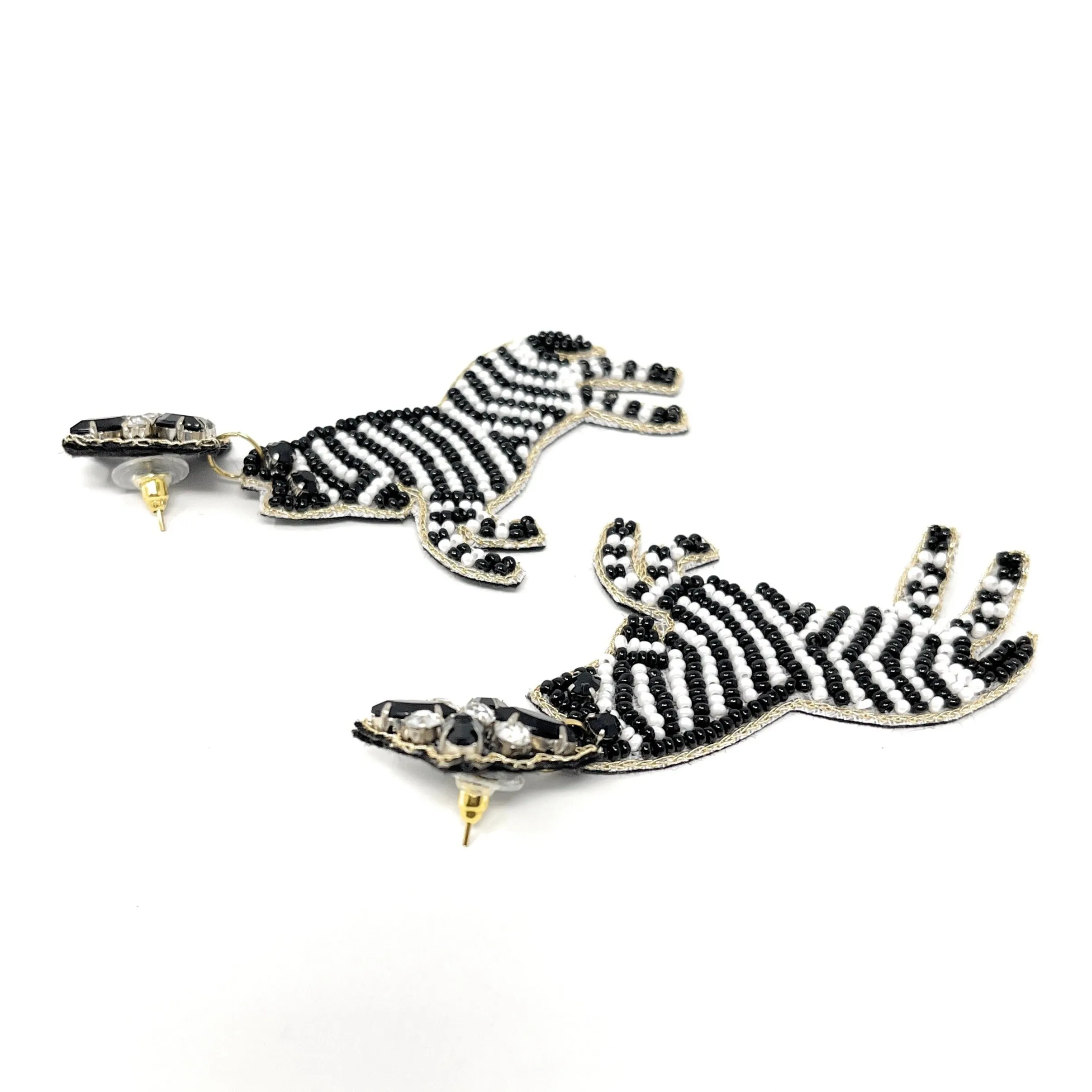 Zebra Beaded Earrings